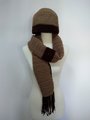 Beanie and Scarf in Brown color block.