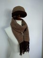 Beanie and Scarf in Brown color block.